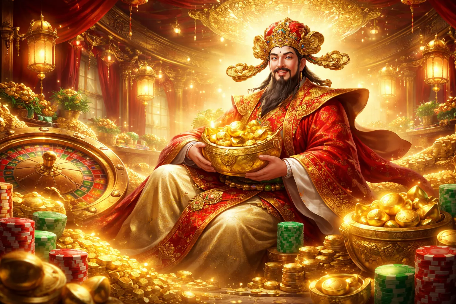 Bàn Roulette sang trọng với các chip cược và bánh xe quay chậm rãi, thể hiện chiến lược roulette hiệu quả.