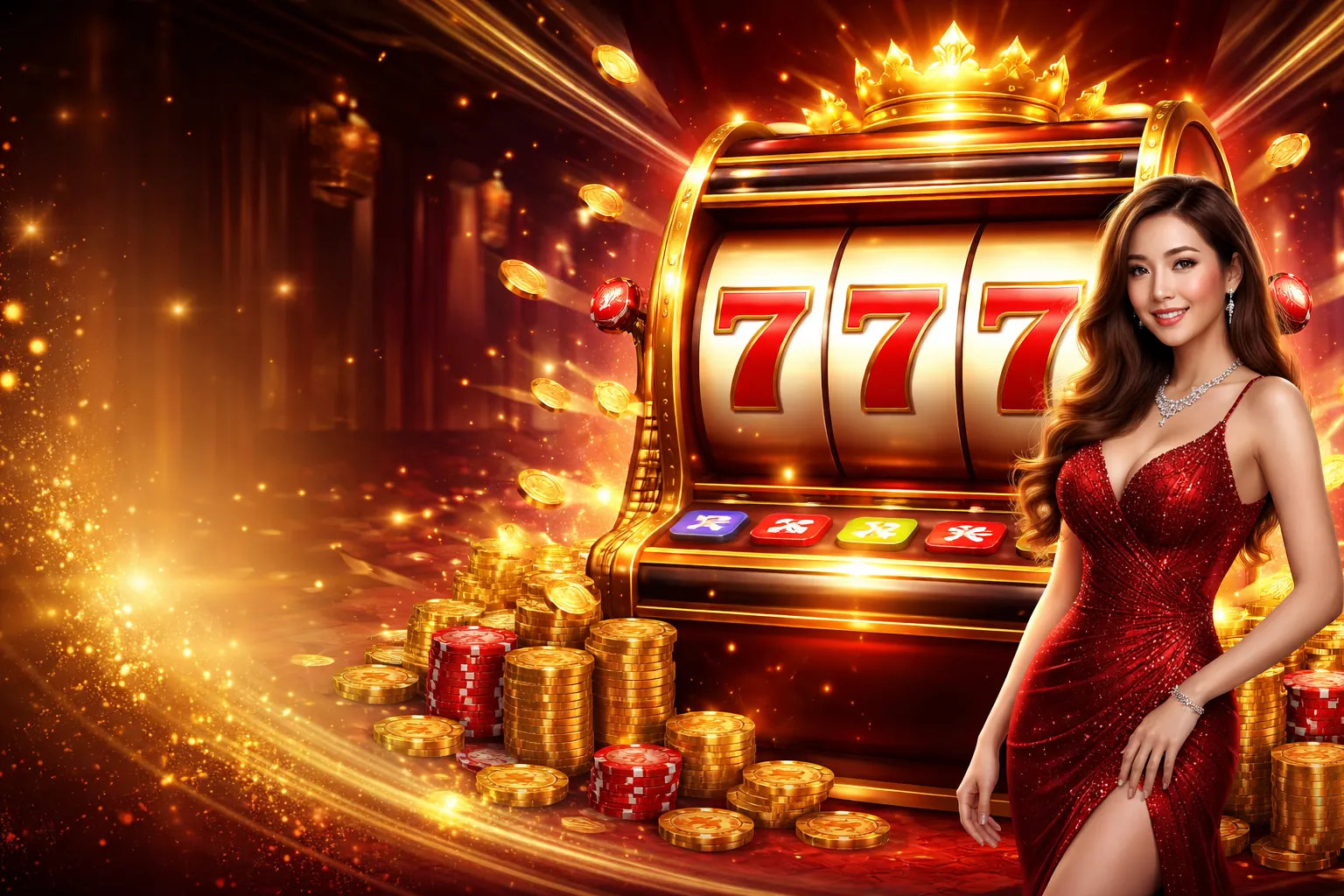 Hình ảnh trò chơi slot KC88 với biểu tượng may mắn và tiền thưởng lớn